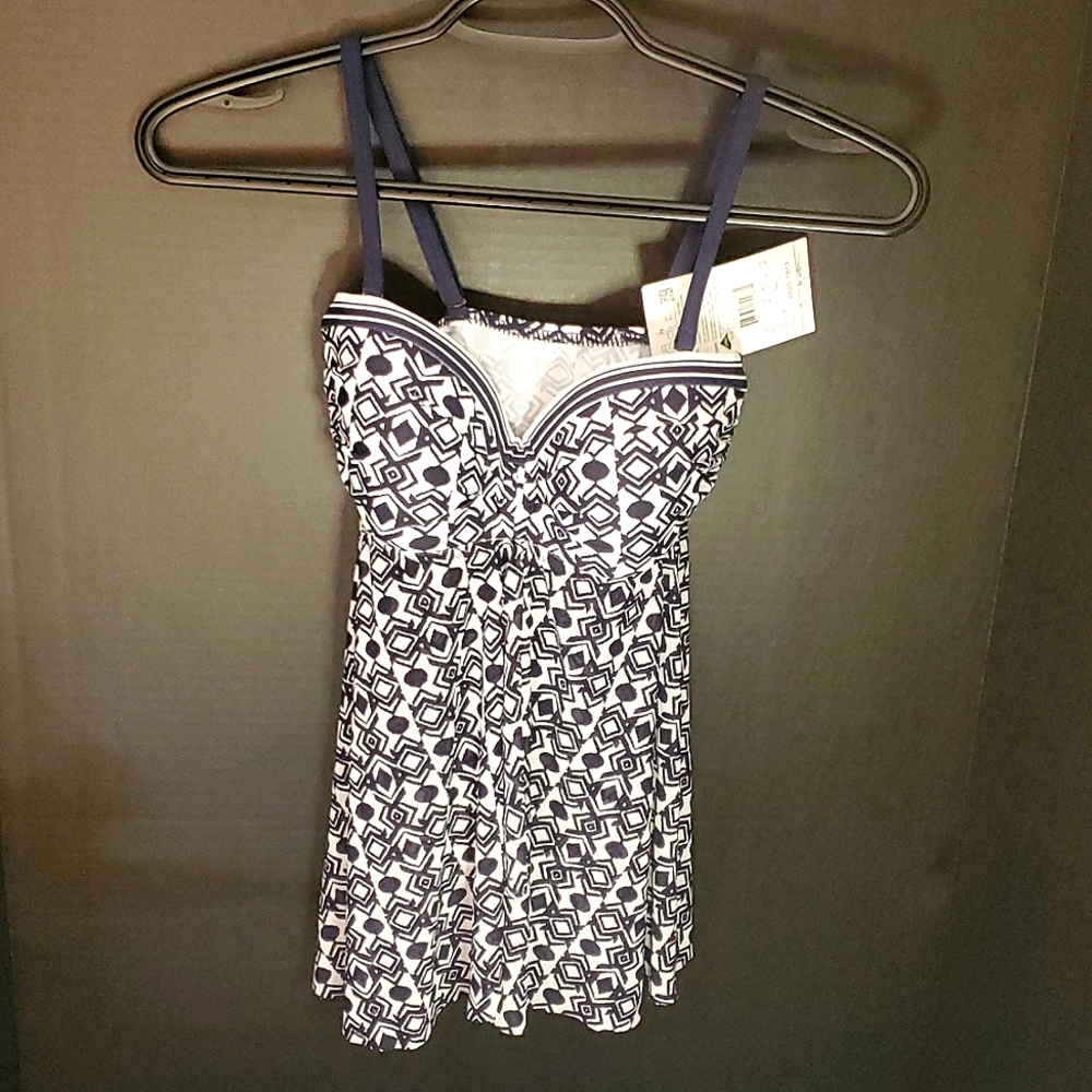 NWT Profile by Gottex Blue and White Tankini - Size 6